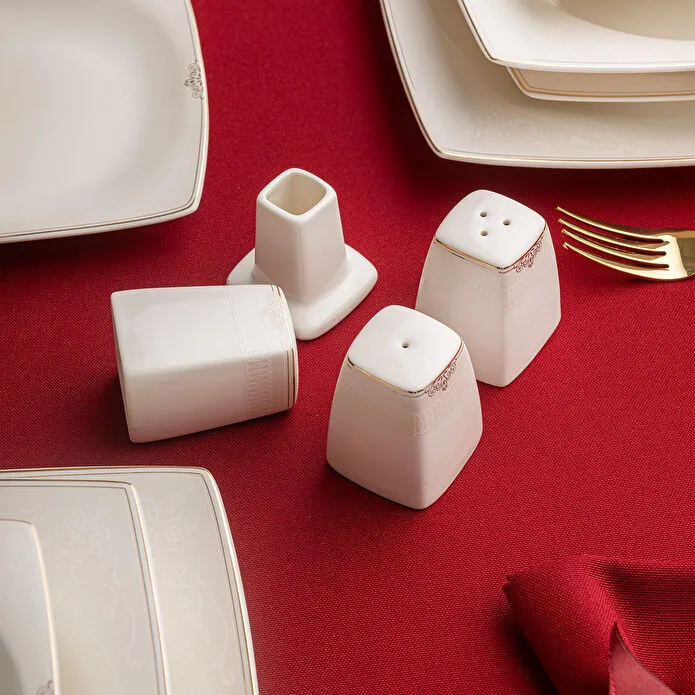 Emsan Fine Bone Estiva Gold 61 Parça 12 Kişilik Kare Yemek Takımı