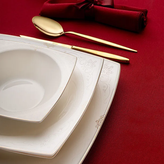 Emsan Fine Bone Estiva Gold 61 Parça 12 Kişilik Kare Yemek Takımı