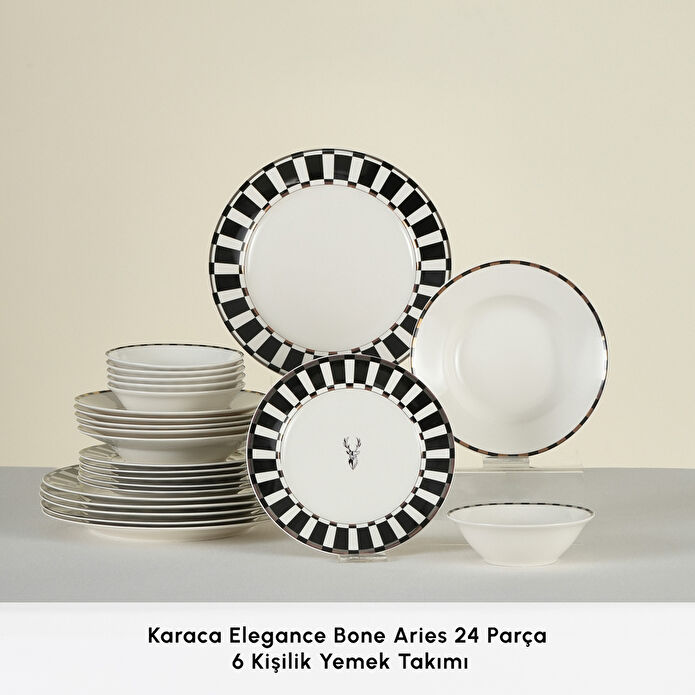 Karaca Elegance Bone Aries 24 Parça 6 Kişilik Yemek Takımı