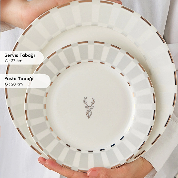 Karaca Elegance Bone Aries Metalic 24 Parça 6 Kişilik Yemek Takımı