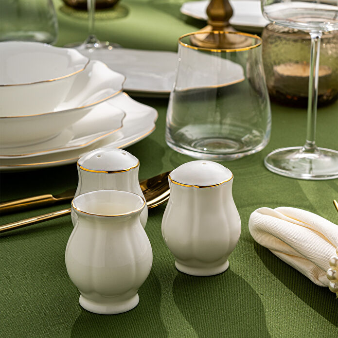 Emsan Maria Fine Bone 59 Parça 12 Kişilik Yuvarlak Yemek Takımı Gold