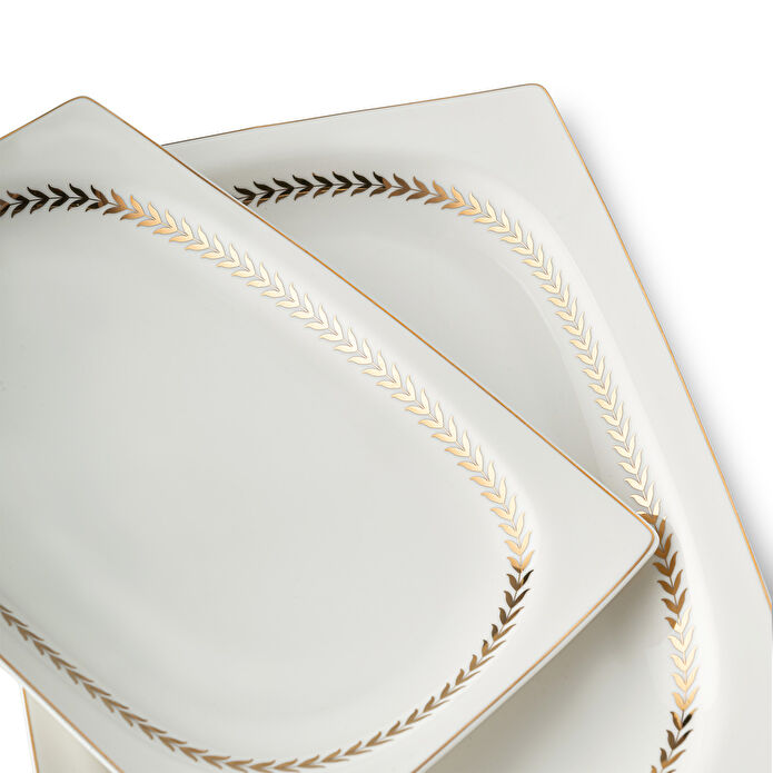 Emsan Başak Fine Bone 60 Parça 12 Kişilik Kare Yemek Takımı Gold