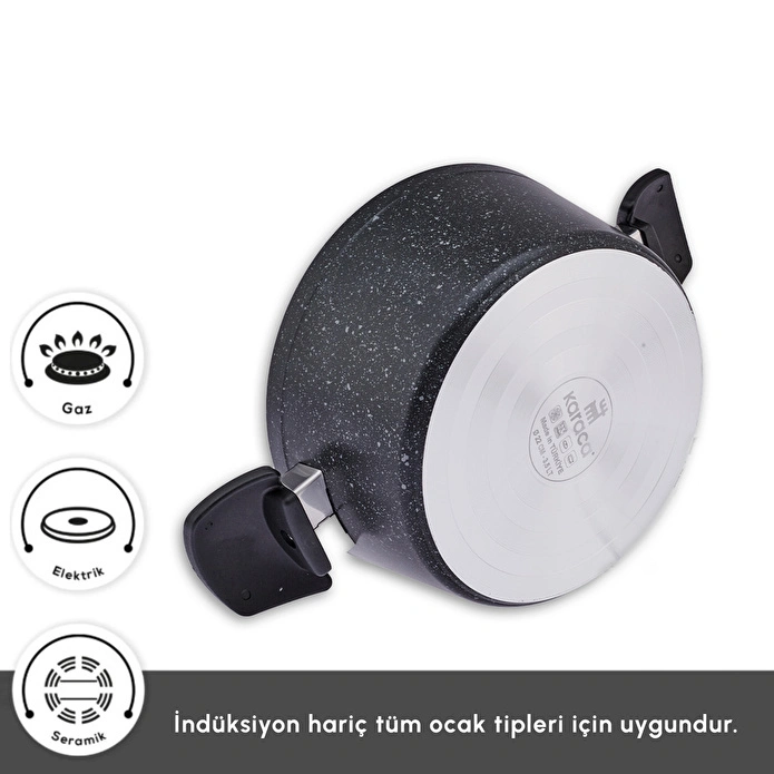 Karaca Biogranit Defne V2 7 Parça Tencere ve Tava Seti Siyah