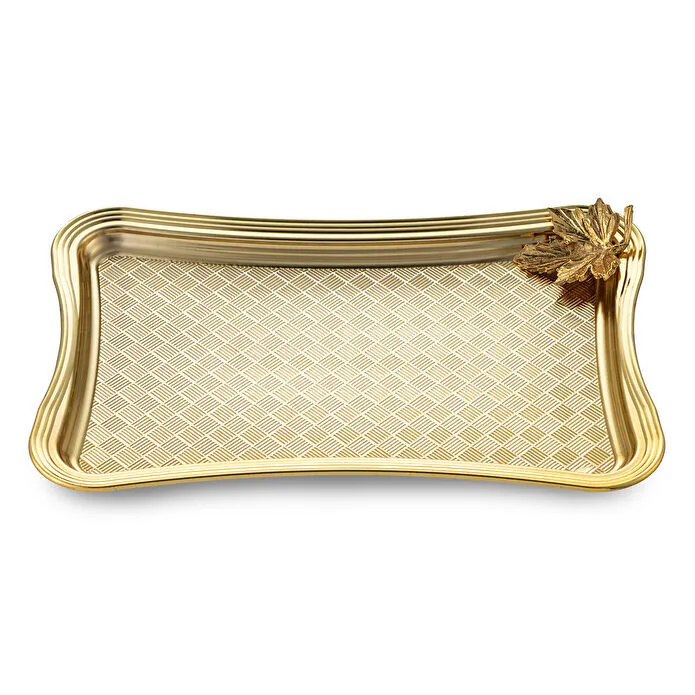 Emsan Leafy Dikdörtgen Tepsi Gold