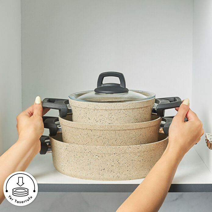Karaca Biogranit Vincent 12 Parça Tencere Seti Kahverengi