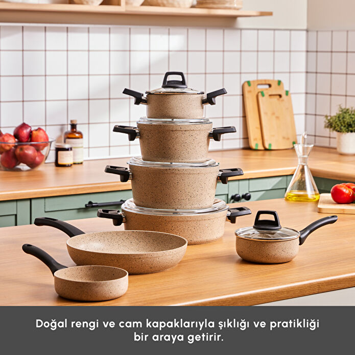 Karaca Biogranit Vincent 12 Parça Tencere Seti Kahverengi