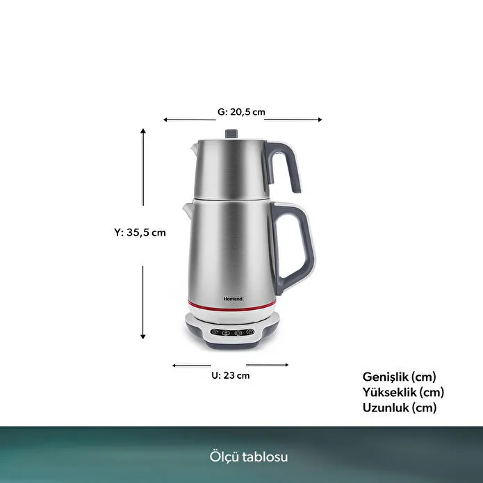 Homend Royaltea 1709H Dokunmatik Konuşan Çelik Çay Makinesi Inox