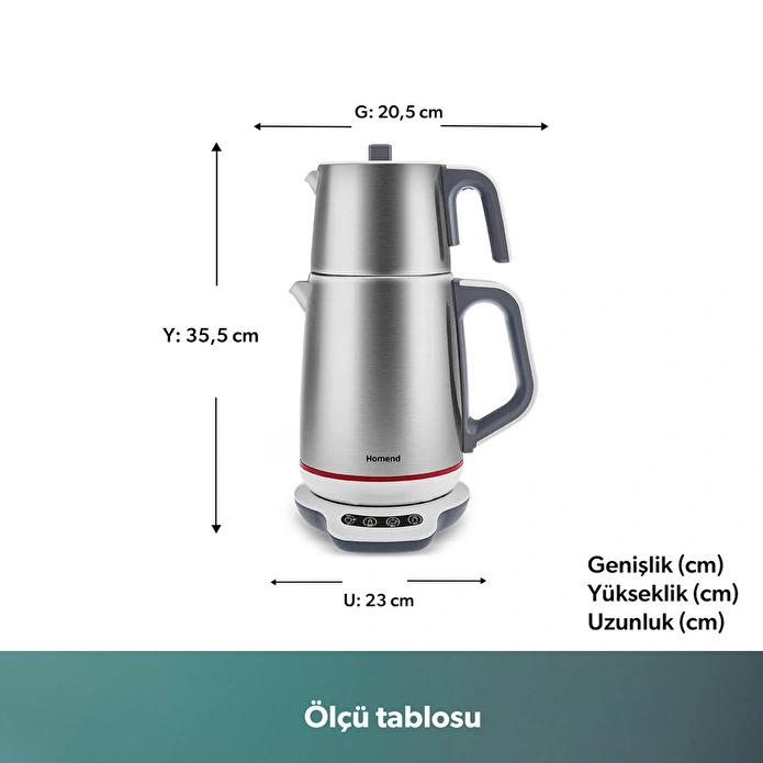 Homend Royaltea 1709H Dokunmatik Konuşan Çelik Çay Makinesi Inox