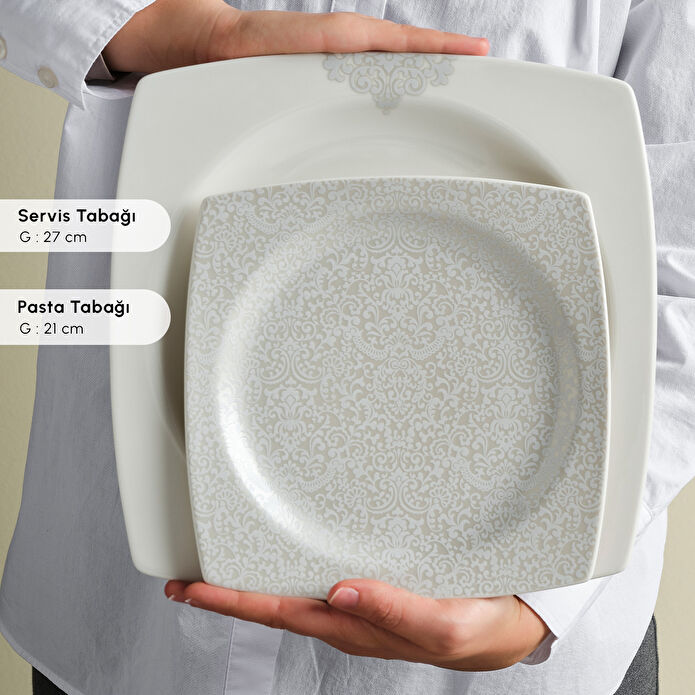 Karaca Square Bone Flava 24 Parça 6 Kişilik Yemek Takımı