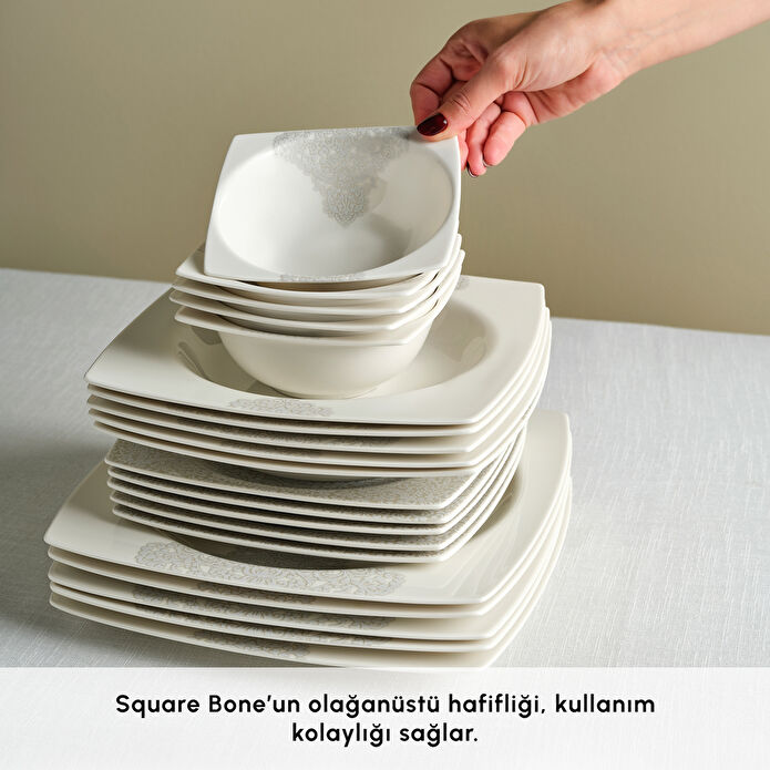 Karaca Square Bone Flava 24 Parça 6 Kişilik Yemek Takımı