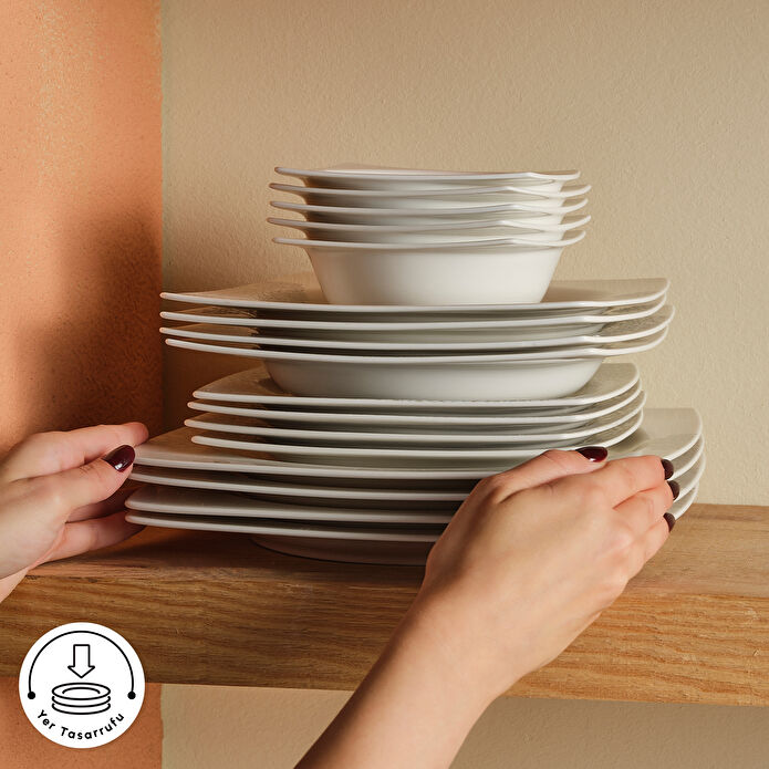 Karaca Square Bone Flava 24 Parça 6 Kişilik Yemek Takımı