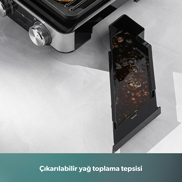 Homend Grilliant 1340H 4 Dilim Kapasiteli Gövde Alt ve Üst Sıcaklığı Ayrı Kontrol Edilebilen Döküm Plakalı Tost ve Izgara Makinesi Inox 2000W