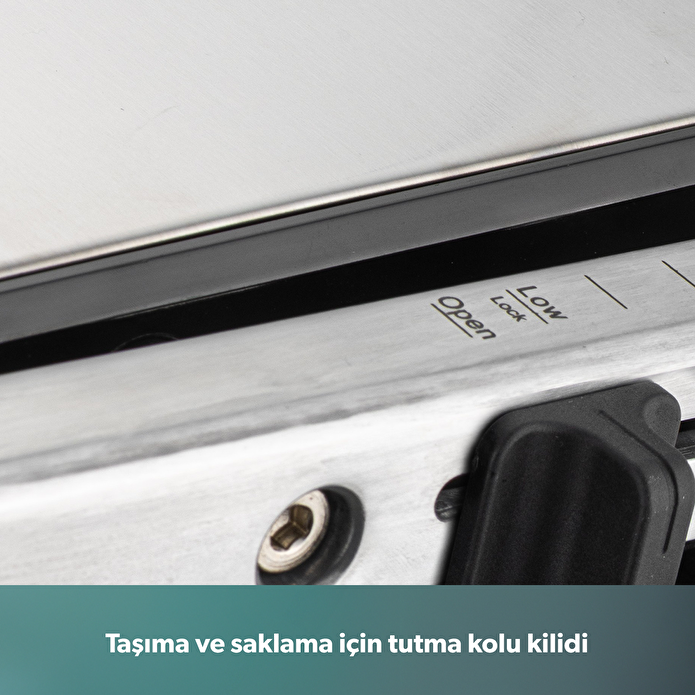 Homend Grilliant 1340H 4 Dilim Kapasiteli Gövde Alt ve Üst Sıcaklığı Ayrı Kontrol Edilebilen Döküm Plakalı Tost ve Izgara Makinesi Inox 2000W