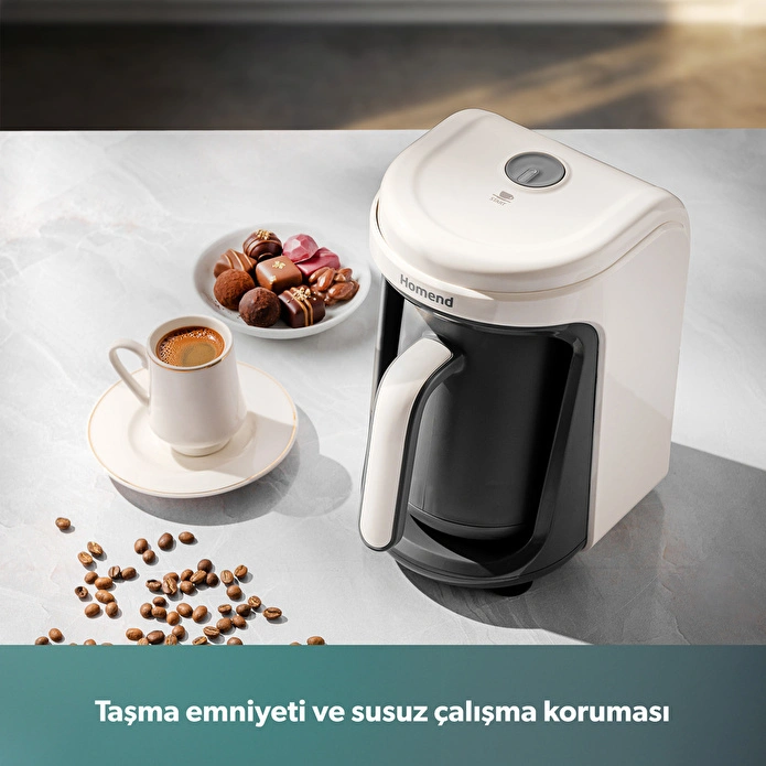 Homend Pottoman 1830h Bulut Kremi Türk Kahve Makinesi