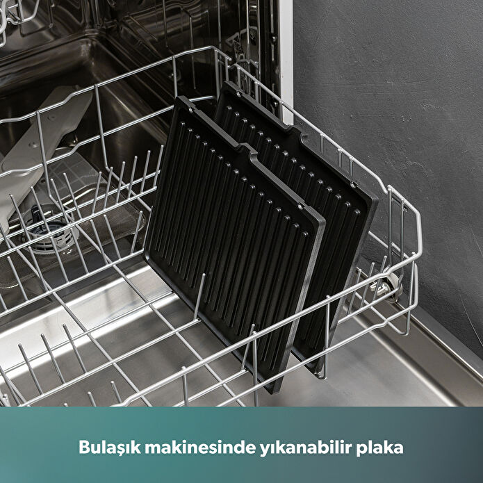 Homend Grilliant 1341H Inox Gövdeli, Döküm Plakalı, 5 Programlı, Led Ekranlı Tost ve Izgara Makinesi