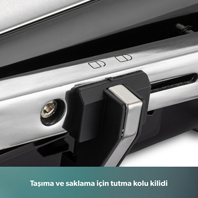 Homend Grilliant 1341H Inox Gövdeli, Döküm Plakalı, 5 Programlı, Led Ekranlı Tost ve Izgara Makinesi