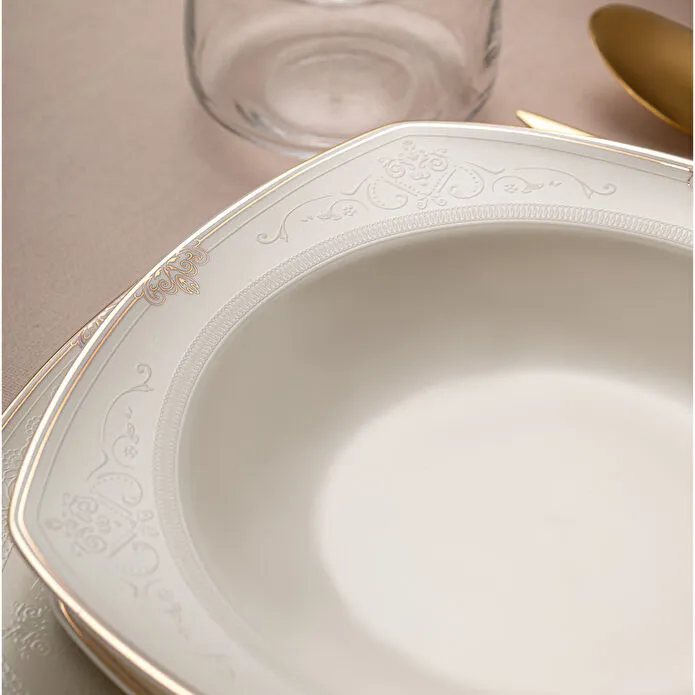 Emsan Bone Yeni Mimoza 12 Kişilik Yemek Takımı 60 Parça Yarım Kare