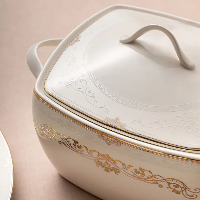 Emsan Bone Yeni Mimoza 12 Kişilik Yemek Takımı 60 Parça Yarım Kare