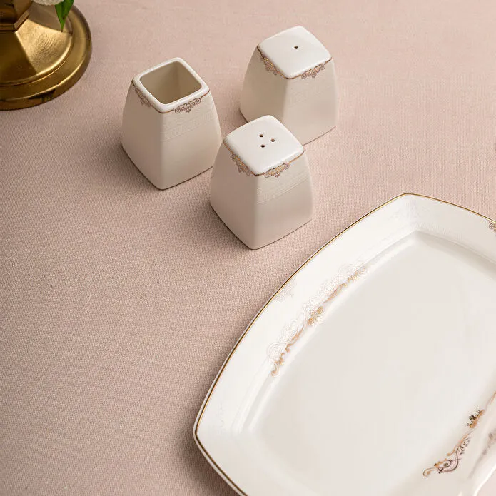 Emsan Bone Yeni Mimoza 12 Kişilik Yemek Takımı 60 Parça Yarım Kare