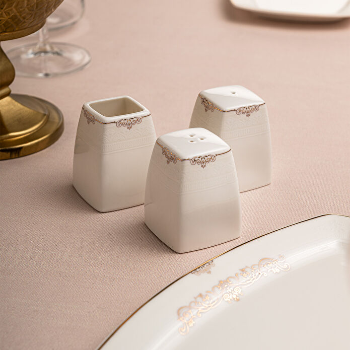 Emsan Bone Yeni Mimoza 12 Kişilik Yemek Takımı 60 Parça Yarım Kare