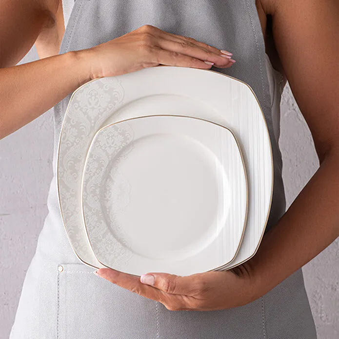 Emsan Bone Yeni Nilüfer 60 Parça 12 Kişilik Yemek Takımı Yarım Kare