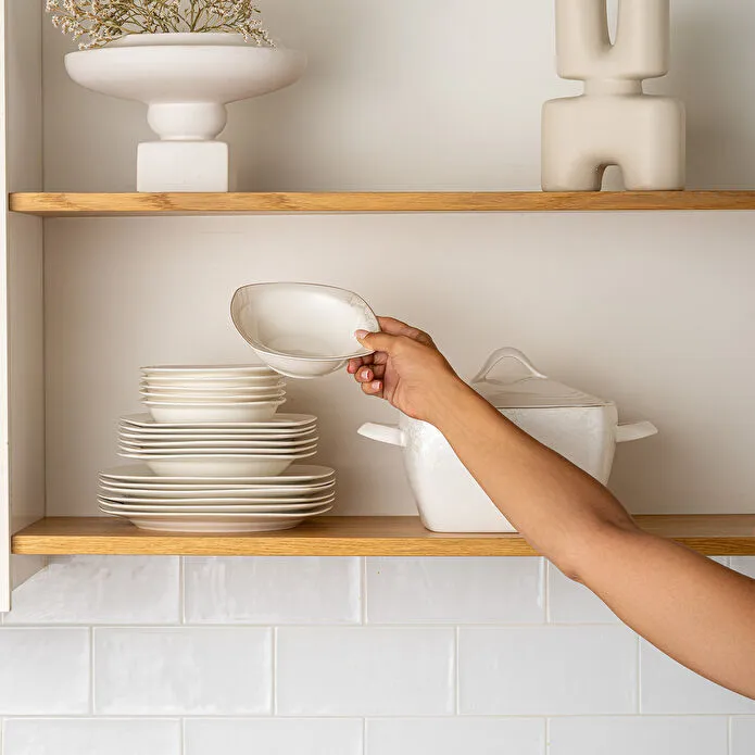 Emsan Bone Yeni Nilüfer 60 Parça 12 Kişilik Yemek Takımı Yarım Kare