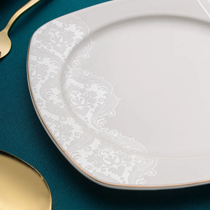 Emsan Bone Yeni Nilüfer 60 Parça 12 Kişilik Yemek Takımı Yarım Kare