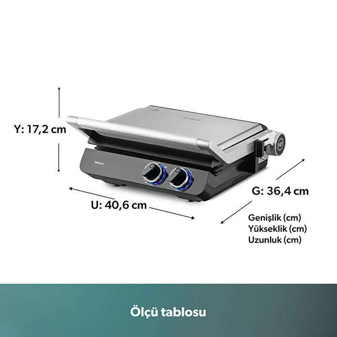 Homend Grilliant 1342H 3 in 1 Inox Gövde Çift Taraflı XL Döküm Plaka Tost ve Izgara Makinesi