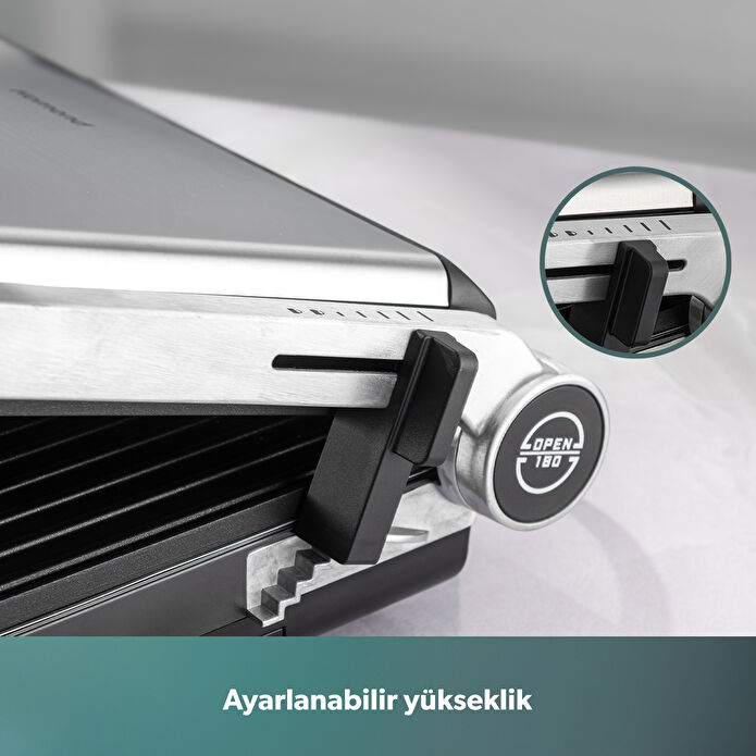 Homend Grilliant 1342H 3 in 1 Inox Gövde Çift Taraflı XL Döküm Plaka Tost ve Izgara Makinesi
