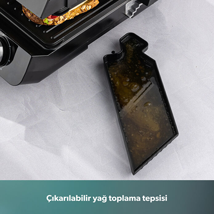 Homend Grilliant 1342H 3 in 1 Inox Gövde Çift Taraflı XL Döküm Plaka Tost ve Izgara Makinesi
