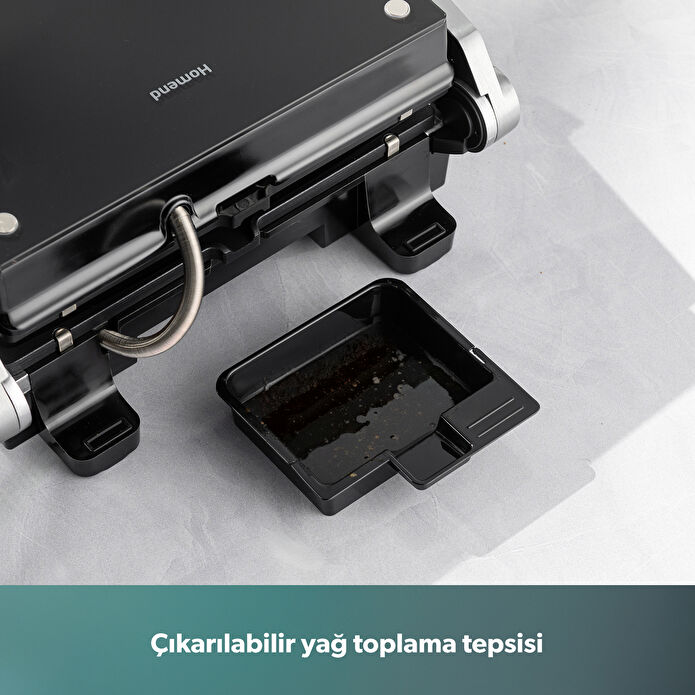 Homend Grilliant 1343H Cam Yüzeyli, 5 Hazır Programlı, Döküm Plakalı, Led Ekranlı Konuşan Tost ve Izgara Makinesi