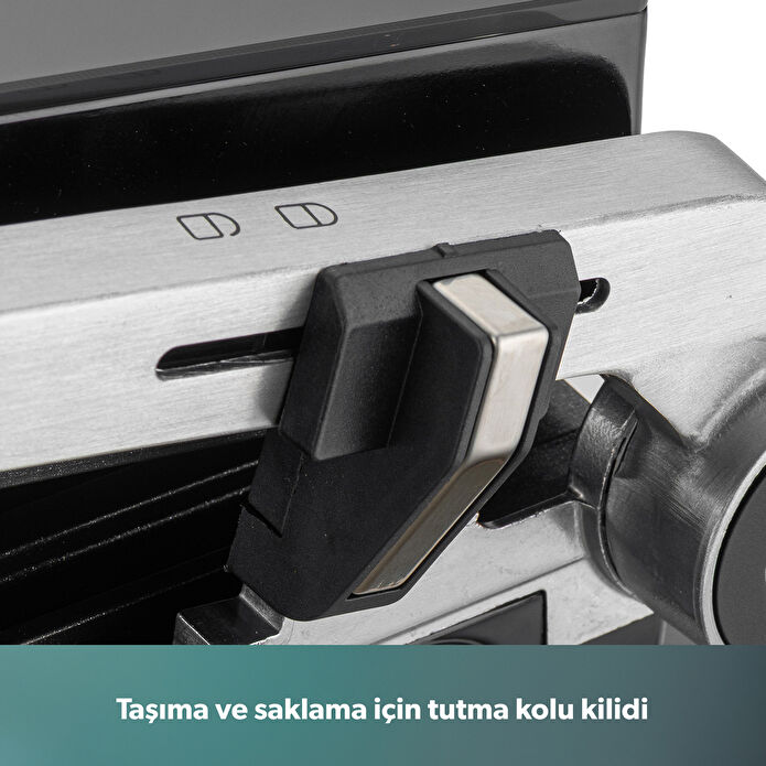 Homend Grilliant 1343H Cam Yüzeyli, 5 Hazır Programlı, Döküm Plakalı, Led Ekranlı Konuşan Tost ve Izgara Makinesi