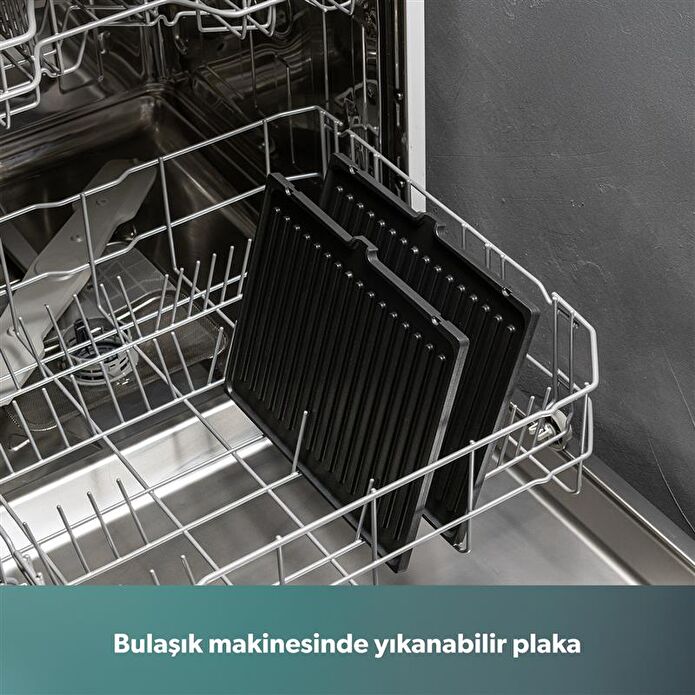 Homend Grilliant 1343H Cam Yüzeyli, 5 Hazır Programlı, Döküm Plakalı, Led Ekranlı Konuşan Tost ve Izgara Makinesi