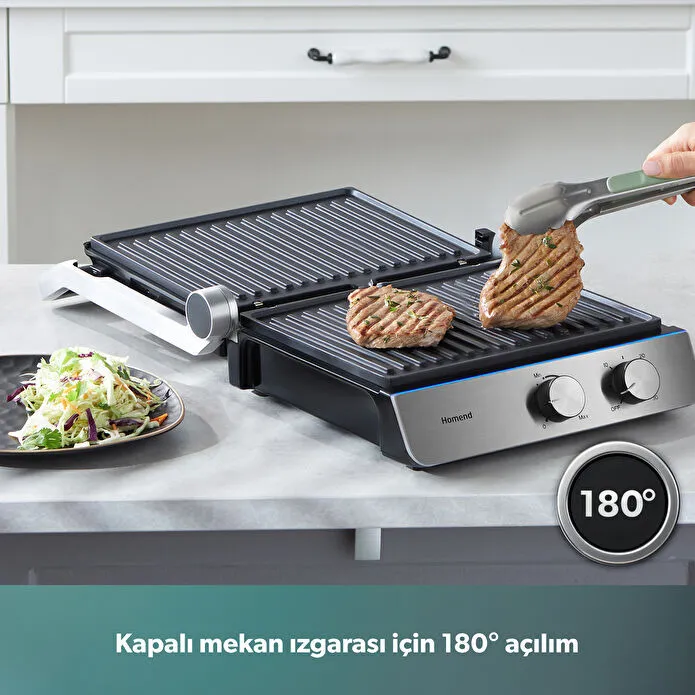 Homend Grilliant 1344H Inox Gövdeli, Döküm Plakalı Tost ve Izgara Makinesi