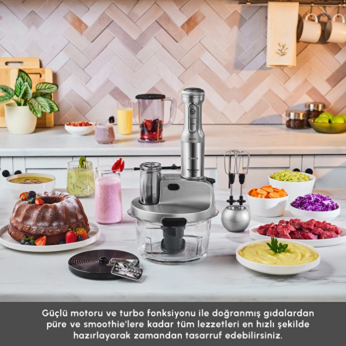 Karaca Mastermaid Prosteel Uzun Blender Ayaklı 6 Bıçaklı Cam Mutfak Robotu 2500W Galaxy Grey