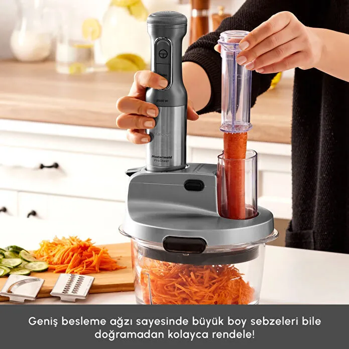 Karaca Mastermaid Prosteel Uzun Blender Ayaklı 6 Bıçaklı Cam Mutfak Robotu 2500W Galaxy Grey
