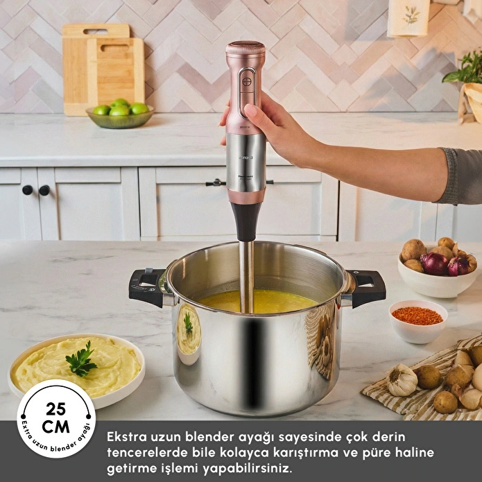 Karaca Mastermaid Prosteel Uzun Blender Ayaklı 6 Bıçaklı Cam Mutfak Robotu 2500W Rosegold