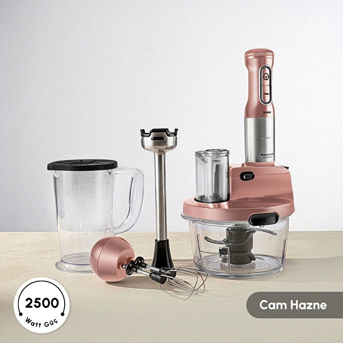 Karaca Mastermaid Prosteel Uzun Blender Ayaklı 6 Bıçaklı Cam Mutfak Robotu 2500W Rosegold