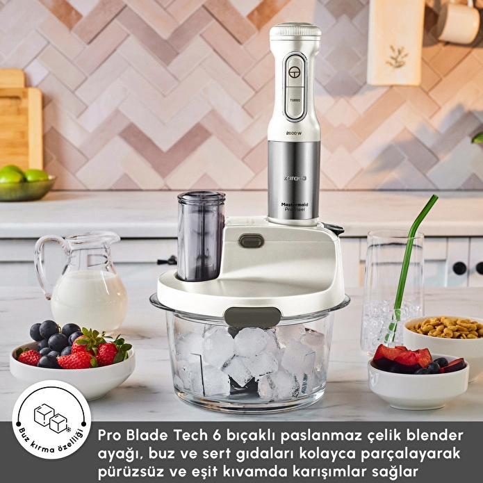 Karaca Mastermaid Prosteel 6 in 1 Uzun Blender Ayaklı 6 Bıçaklı Cam Mutfak Robotu 2500W Swiss Cream