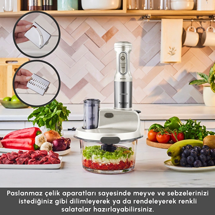 Karaca Mastermaid Prosteel 6 in 1 Uzun Blender Ayaklı 6 Bıçaklı Cam Mutfak Robotu 2500W Swiss Cream
