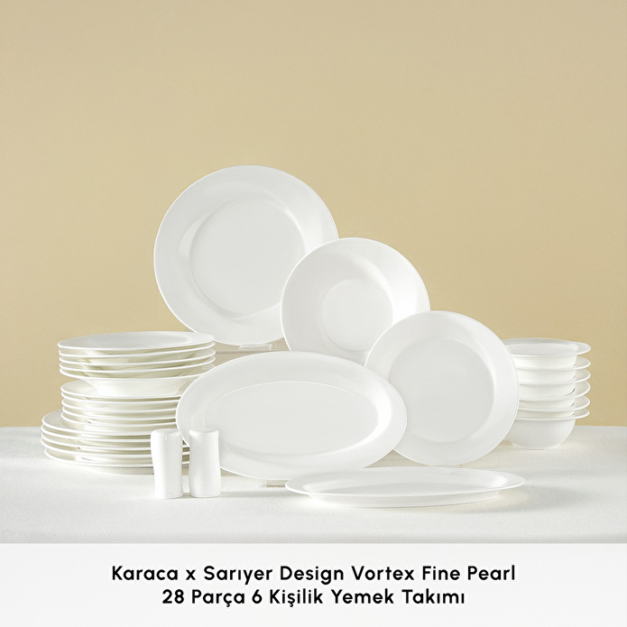 Karaca x Sarıyer Design Vortex Fine Pearl 28 Parça 6 Kişilik Yemek Takımı