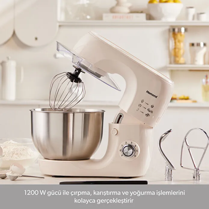 Homend Profashion 3082H Hamur Yoğurma Makinesi Krem 1200W 5,2L