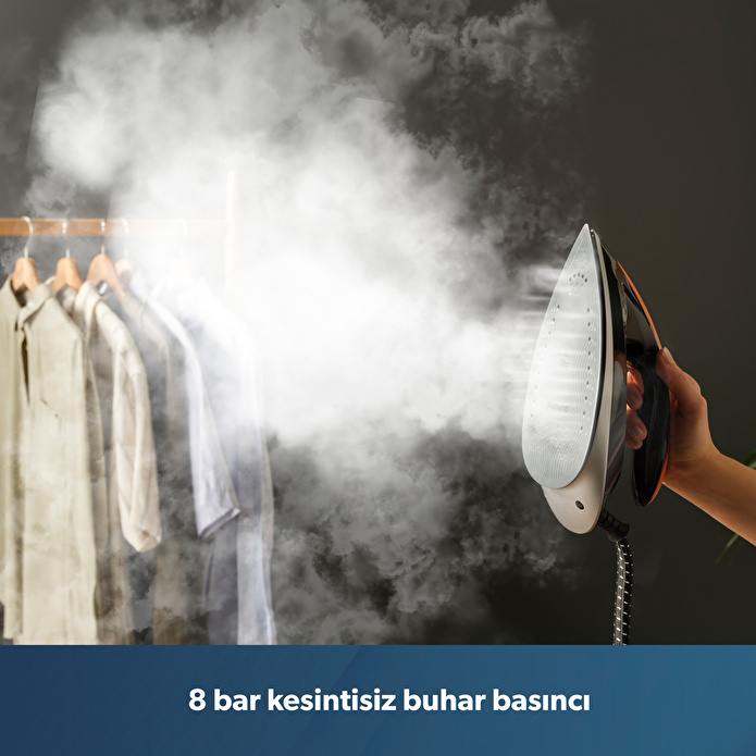 Homend Jetsteam 1174H Otomatik Sıcaklık Ayarlı Buhar Kazanlı Ütü Siyah Turuncu