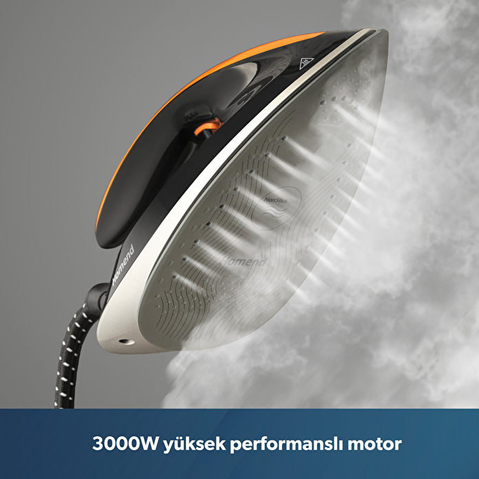 Homend Jetsteam 1174H Otomatik Sıcaklık Ayarlı Buhar Kazanlı Ütü Siyah Turuncu