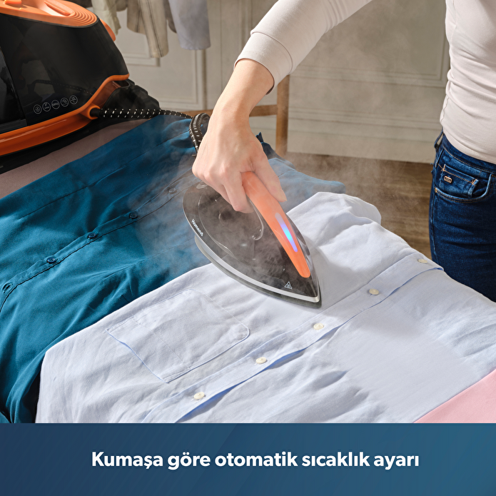 Homend Jetsteam 1174H Otomatik Sıcaklık Ayarlı Buhar Kazanlı Ütü Siyah Turuncu