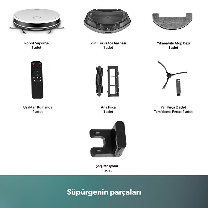 Homend Alex 1288h Moplu ve Akıllı Robot Süpürge Gyroscope Beyaz