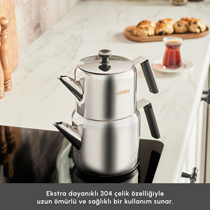 Karaca Yasemin İndüksiyon Tabanlı Çelik Midi Çaydanlık Takımı
