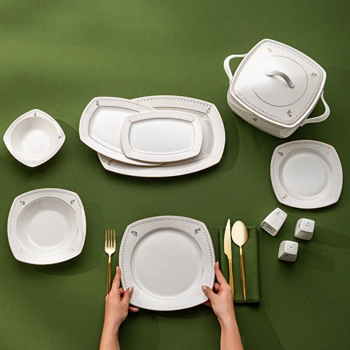 Emsan Belinda 60 Parça Yarım Kare 12 Kişilik Yemek Takımı