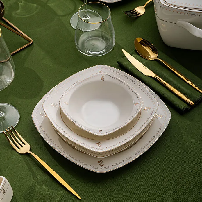 Emsan Belinda 60 Parça Yarım Kare 12 Kişilik Yemek Takımı