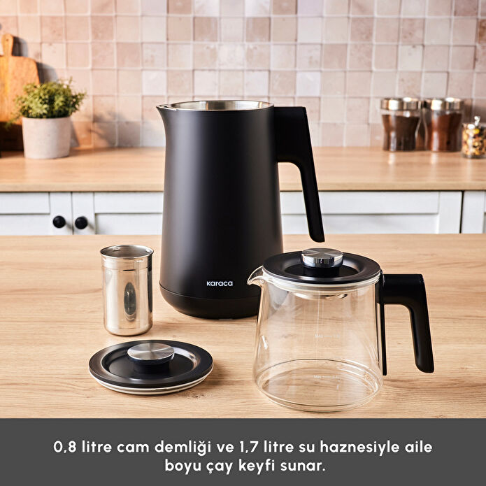 Karaca Cool Touch 1502 Çift Cidarlı Dijital Ekran Çay Makinesi Black